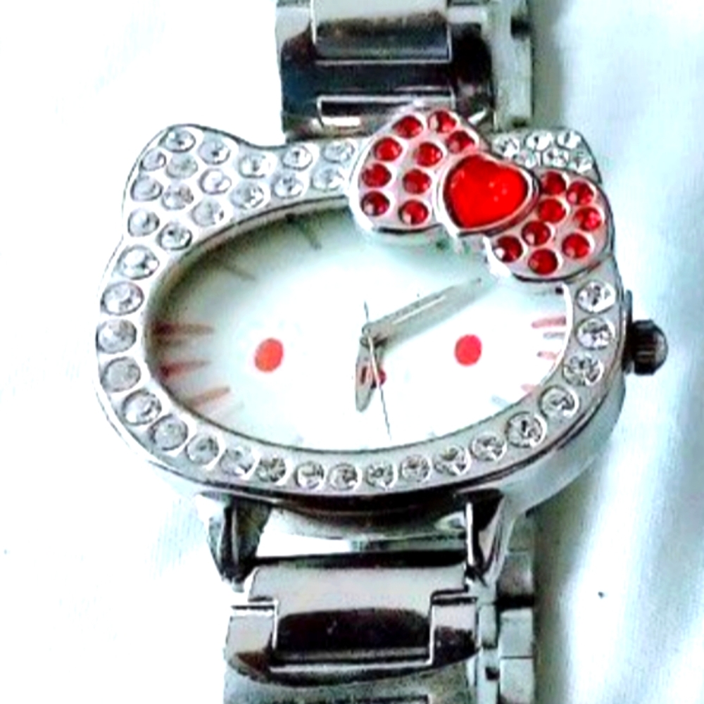 Hello Kitty Swarovski white crystal watch